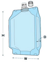 注ぎ口付透明ガゼット袋（センターキャップ）　寸法